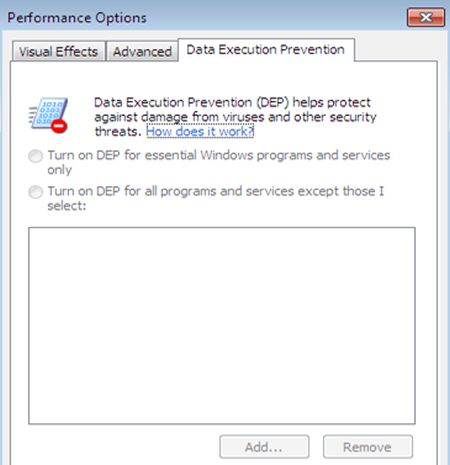 data execution prevention(DEP)